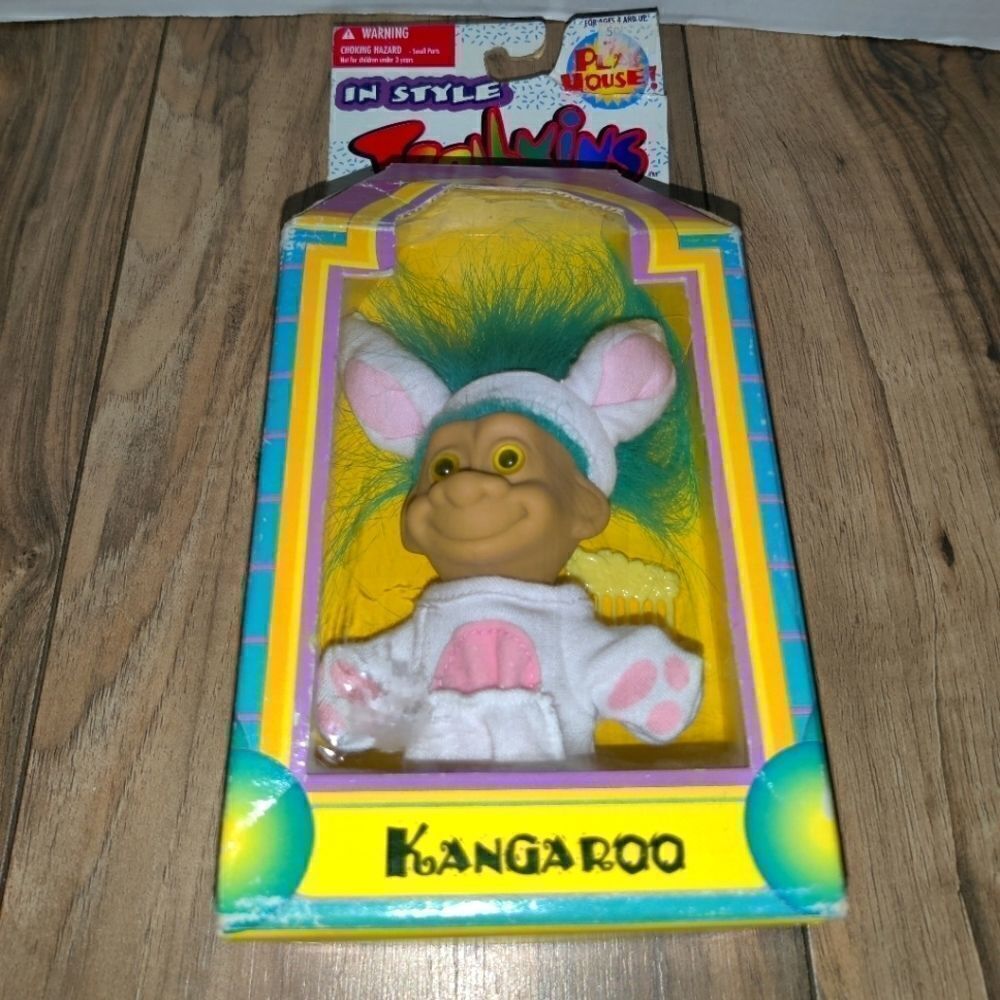 Trollkins 1998 Doll Kangaroo With Green Hair New (Box Has Wear And some Damage).